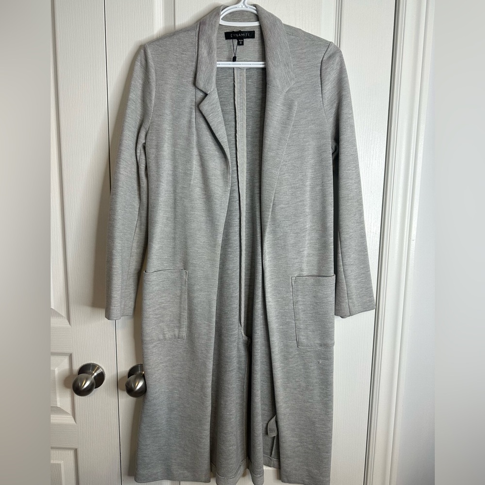 Dynamite soft blazer coat in grey XS